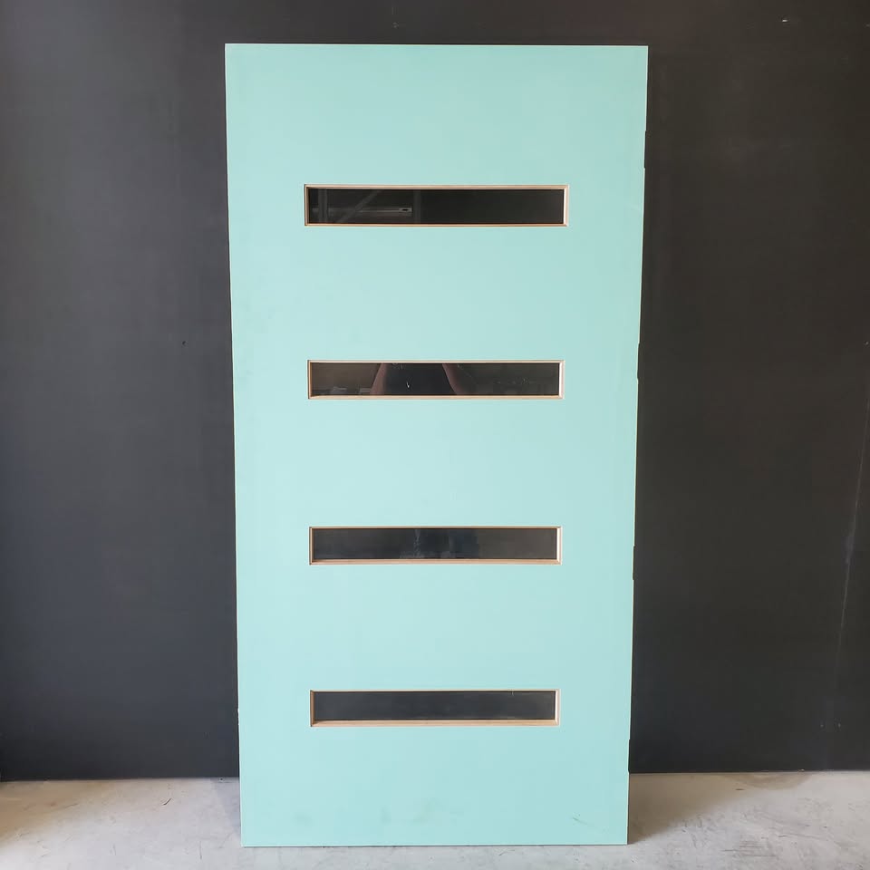 External Timber Door - 2040h x 1020w Solid Core w/ 4 X Clear Glass  *Factory Second* 30431