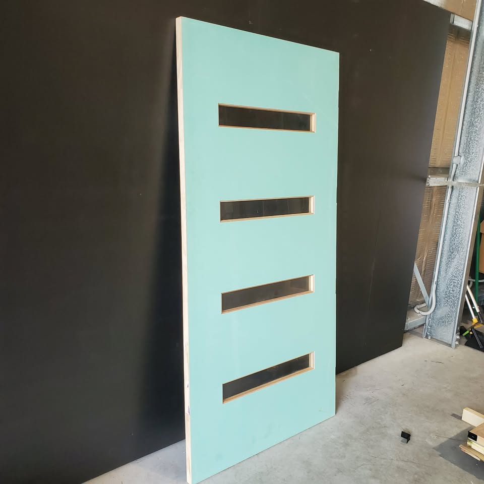 External Timber Door - 2040h x 1020w Solid Core w/ 4 X Clear Glass  *Factory Second* 30431