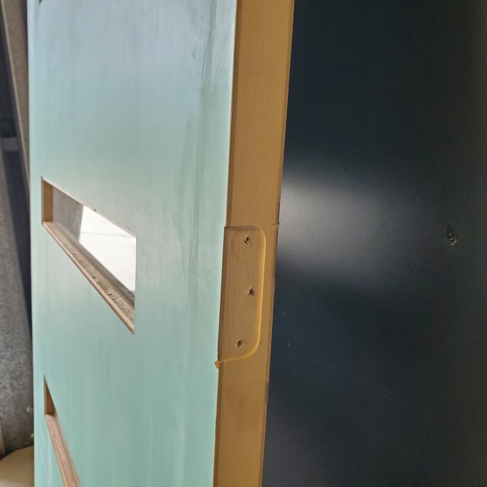 External Timber Door - 2040h x 1020w Solid Core w/ 4 X Clear Glass  *Factory Second* 30431