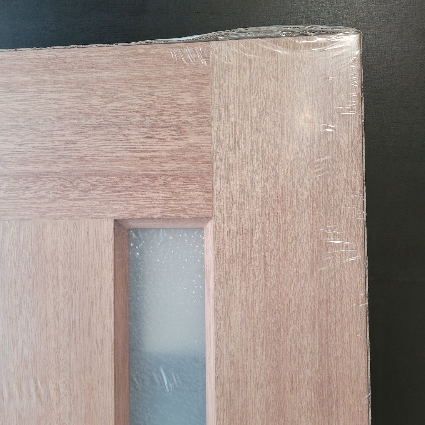 Timber Entry Door - 2040h x 820w Solid Core w/ 3 x Vertical Obscure (Frosted) Glass *New* 40018
