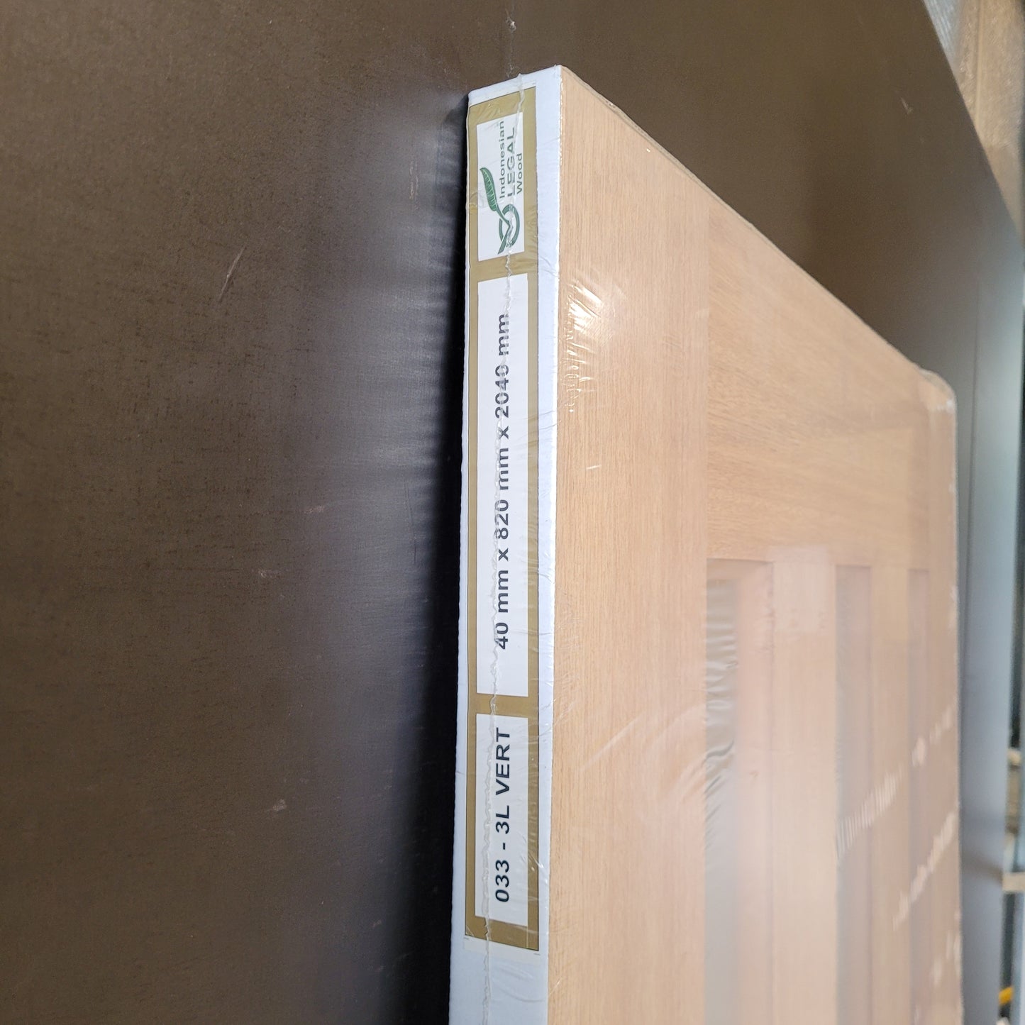 Timber Entry Door - 2040h x 820w Solid Core w/ 3 x Vertical Obscure (Frosted) Glass *New* 40018