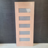 Timber Entry Door - 2040h x 820w Solid Core w/ 5 x Horizontal Obscure (Frosted) Glass *New* 40020