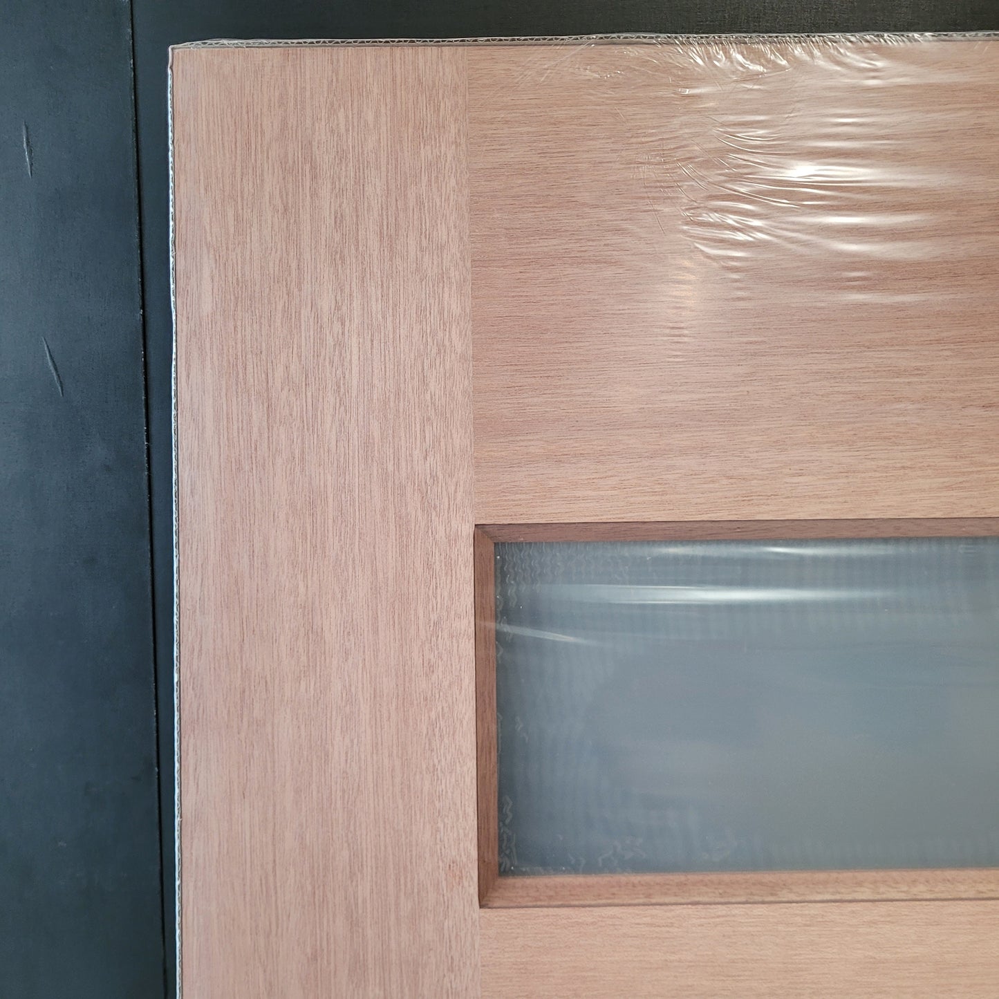 Timber Entry Door - 2040h x 820w Solid Core w/ 5 x Horizontal Obscure (Frosted) Glass *New* 40020