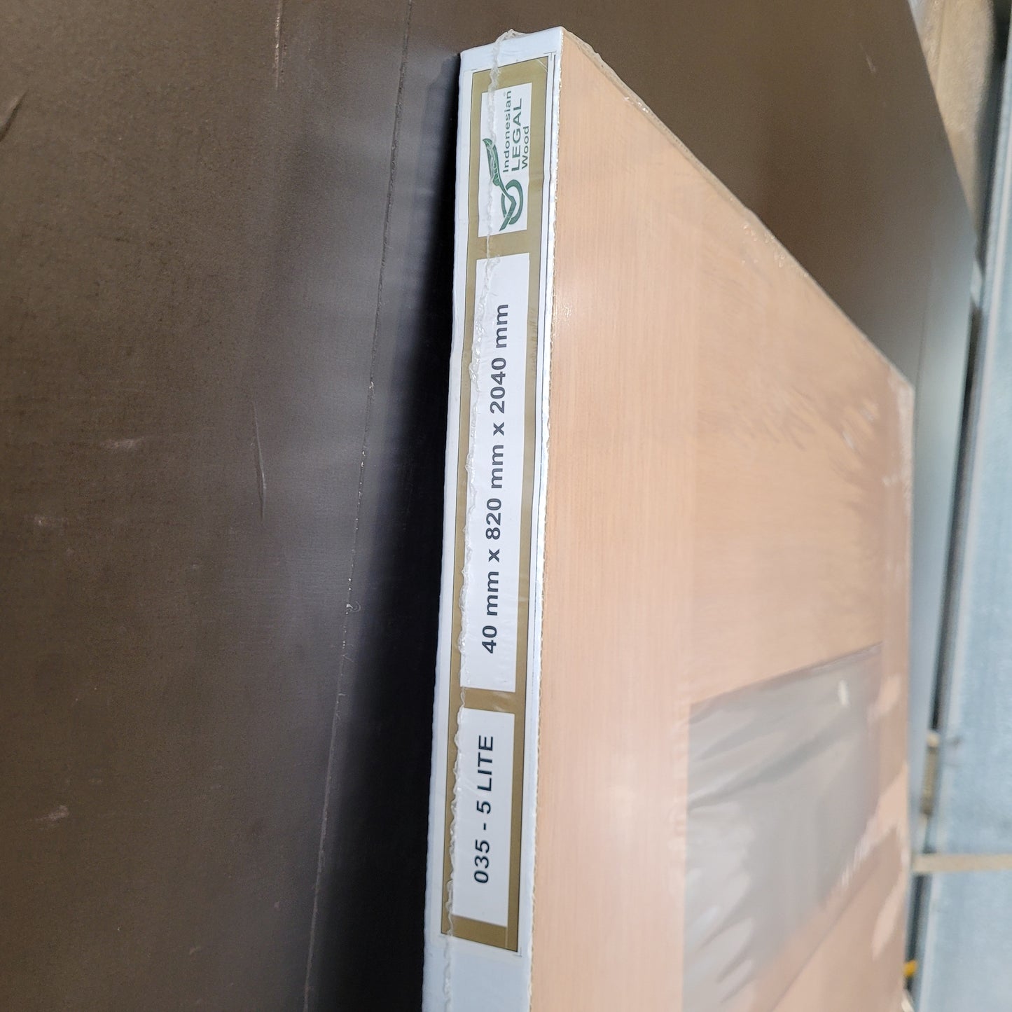 Timber Entry Door - 2040h x 820w Solid Core w/ 5 x Horizontal Obscure (Frosted) Glass *New* 40020