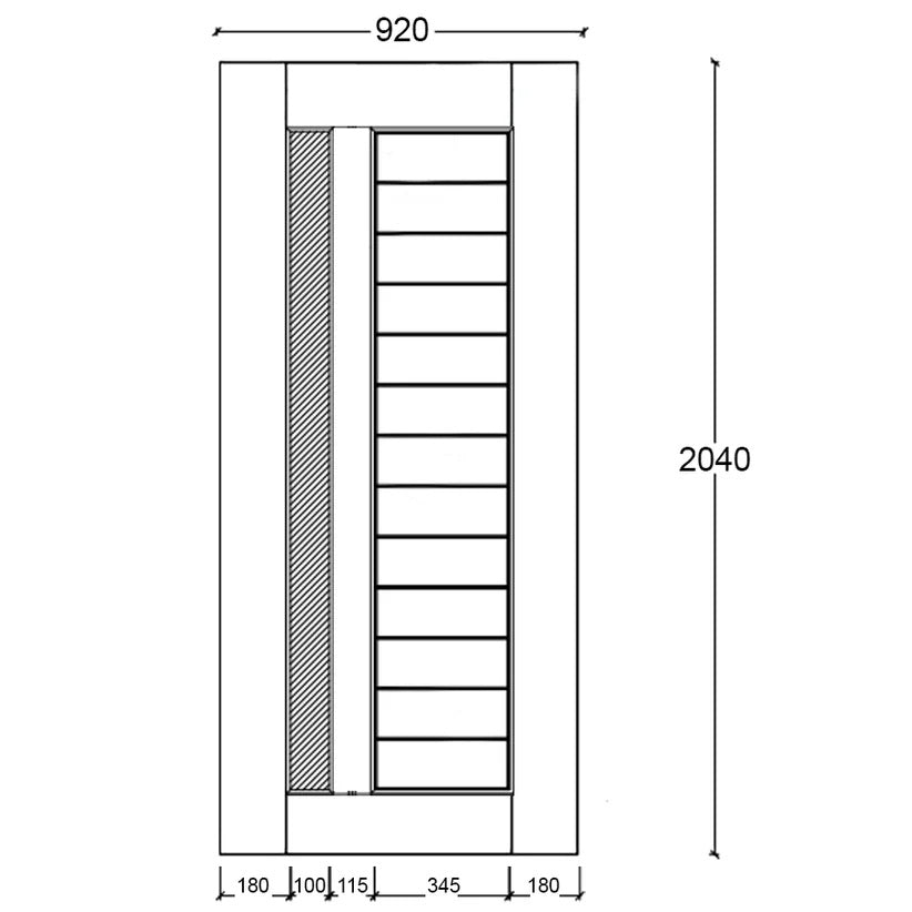 Timber Entry Door - 2040h x 920w Solid Core w/ 1 x Vertical Obscure (Frosted) Glass *New* 40021