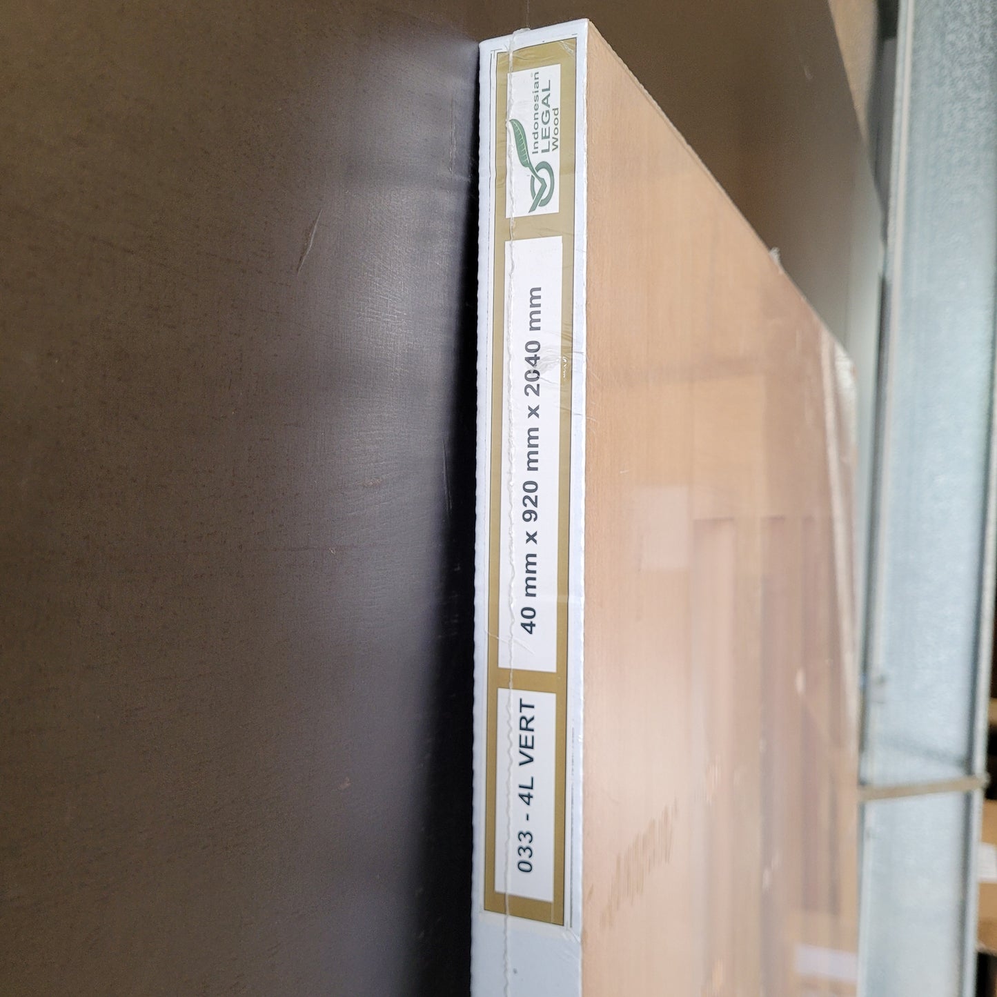 Timber Entry Door - 2040h x 920w Solid Core w/ 4 x Vertical Obscure (Frosted) Glass *New* 40022