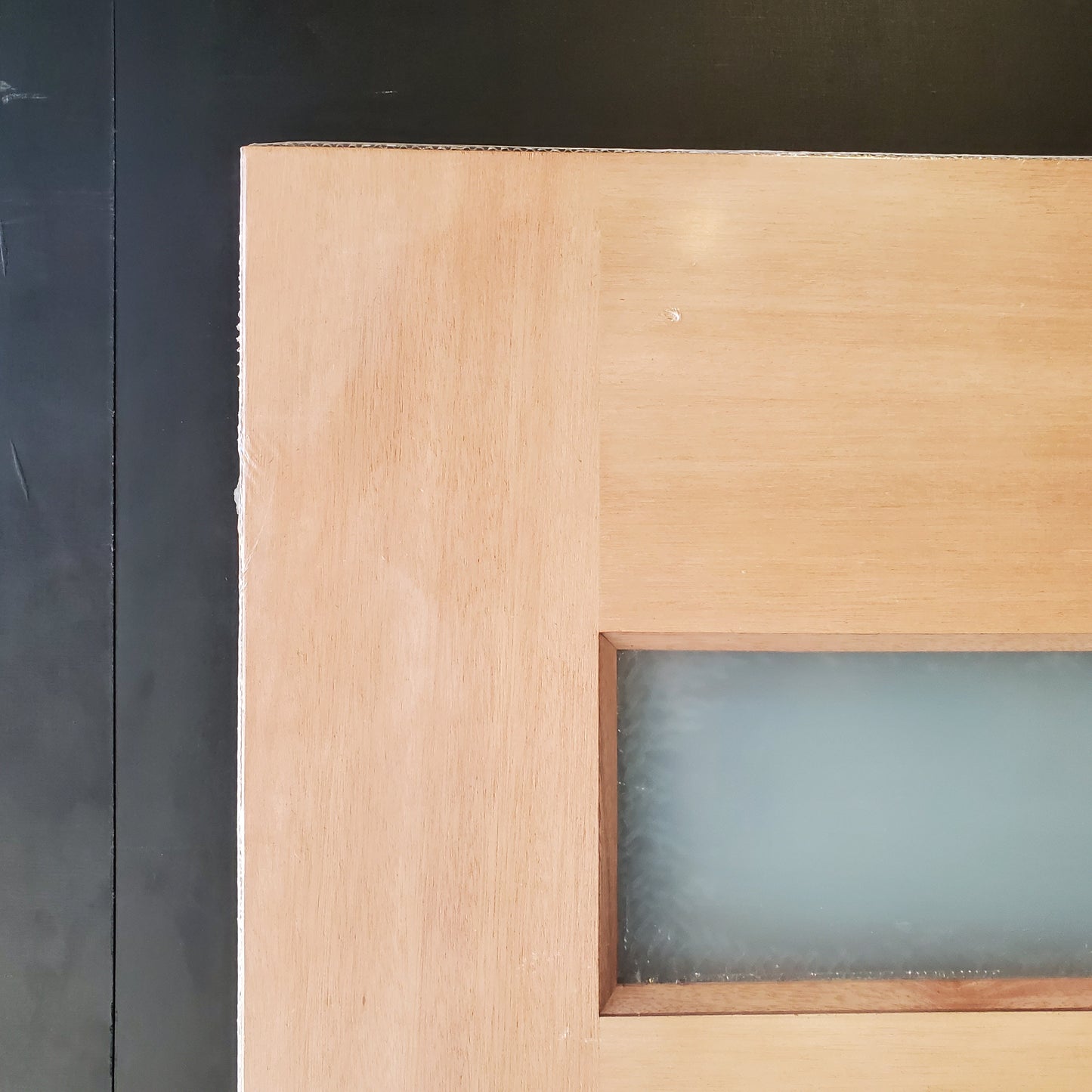 Timber Entry Door - 2040h x 920w Solid Core w/ 5 x Horizontal Obscure (Frosted) Glass *New* 40024
