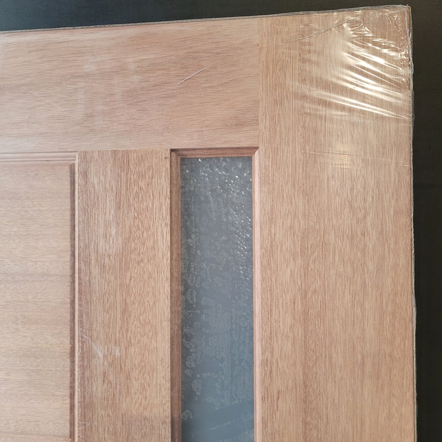 Timber Entry Door - 2040h x 1200w Solid Core w/ 1 x Vertical Obscure (Frosted) Glass *New* 40025