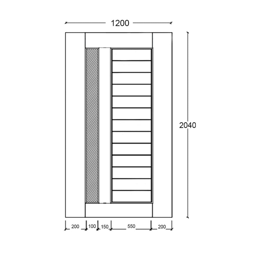 Timber Entry Door - 2040h x 1200w Solid Core w/ 1 x Vertical Obscure (Frosted) Glass *New* 40025