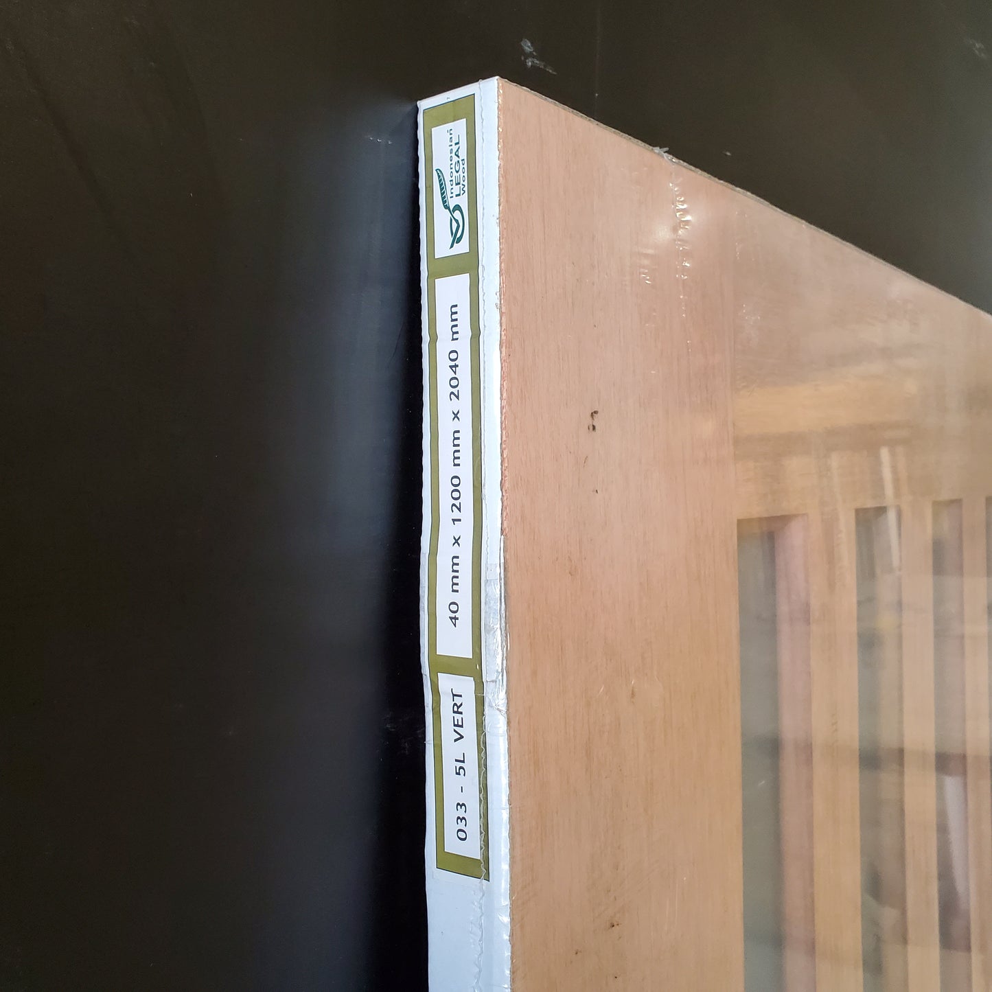 Timber Entry Door - 2040h x 1200w Solid Core w/ 5 x Vertical Obscure (Frosted) Glass *New* 40026