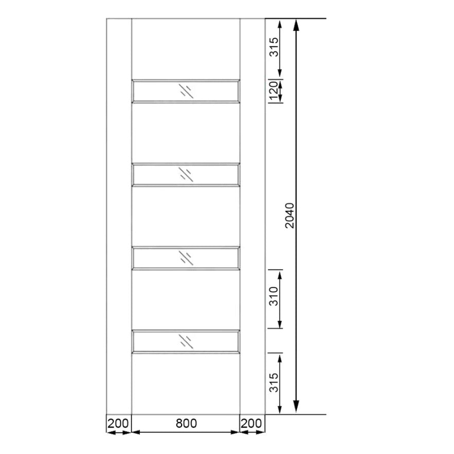 Timber Entry Door - 2040h x 1200w Solid Core w/ 4 x Horizontal Obscure (Frosted) Glass *New* 40027
