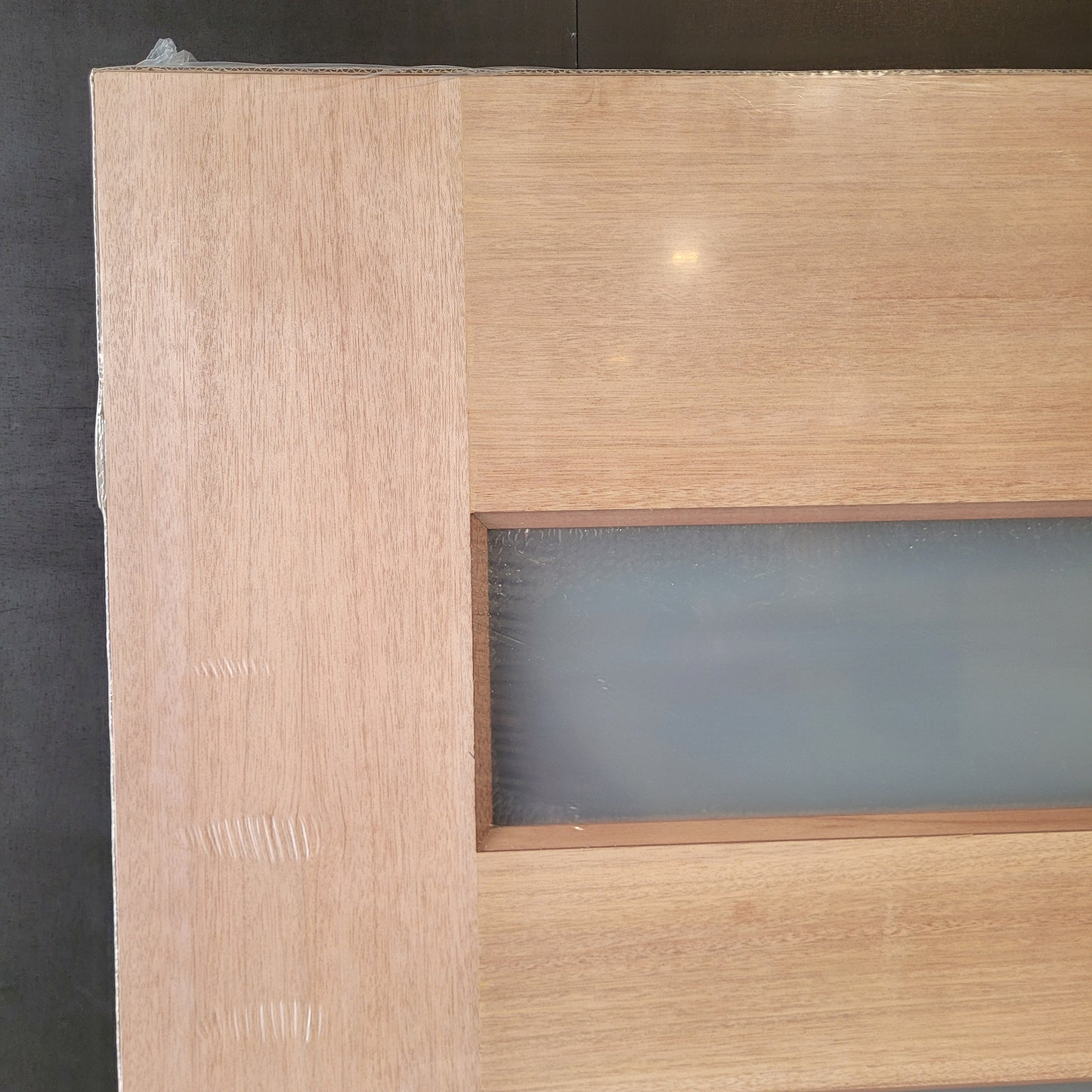 Timber Entry Door - 2040h x 1200w Solid Core w/ 5 x Horizontal Obscure (Frosted) Glass *New* 40028