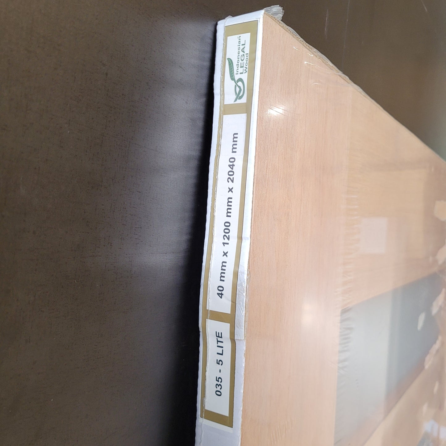 Timber Entry Door - 2040h x 1200w Solid Core w/ 5 x Horizontal Obscure (Frosted) Glass *New* 40028