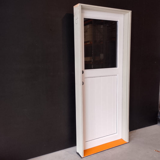 Aluminium Entry Door - Pre-Hung in a 2095h x 887w Frame w/ 1 x Clear Glass (XE10) *Factory 2nd* 30513