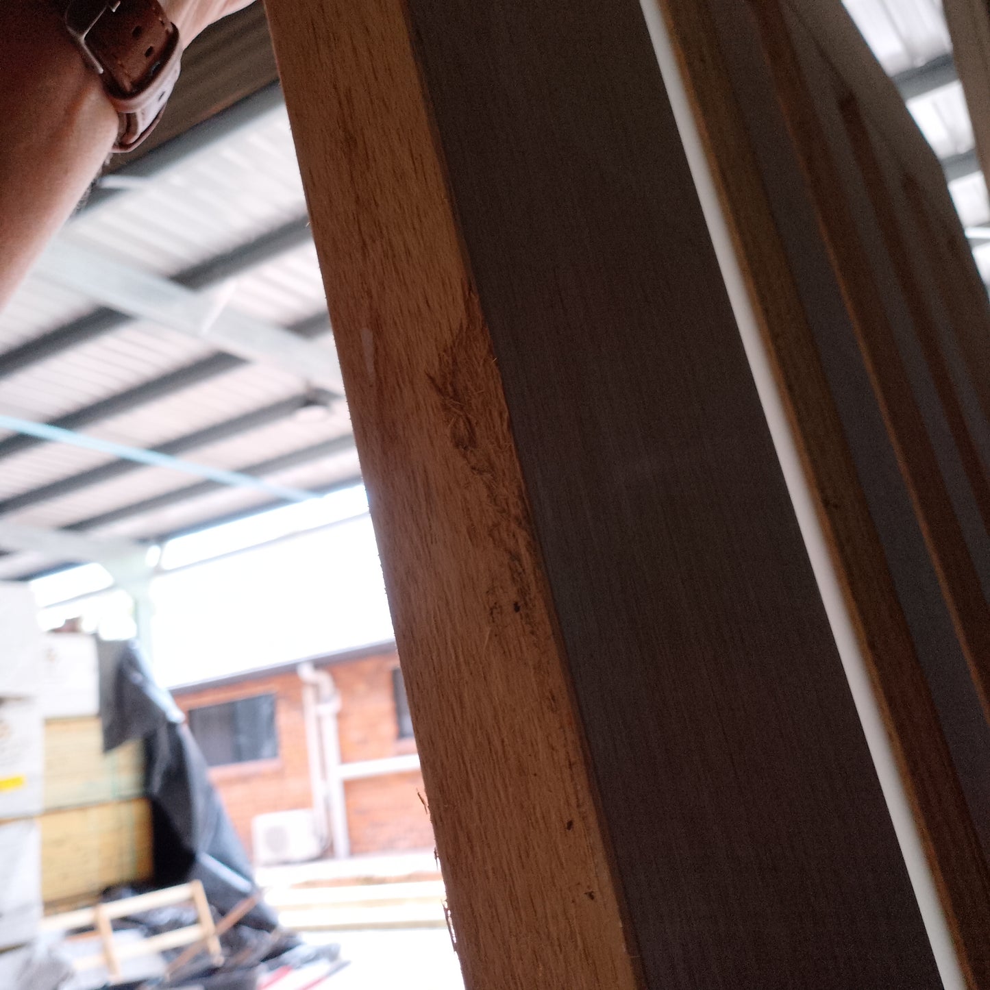 External Timber Door - 2340h x 1200w Solid Core w/ 5 X Obscure (frosted) Glass (AWOWS 5VG) *Factory 2nd* 30520