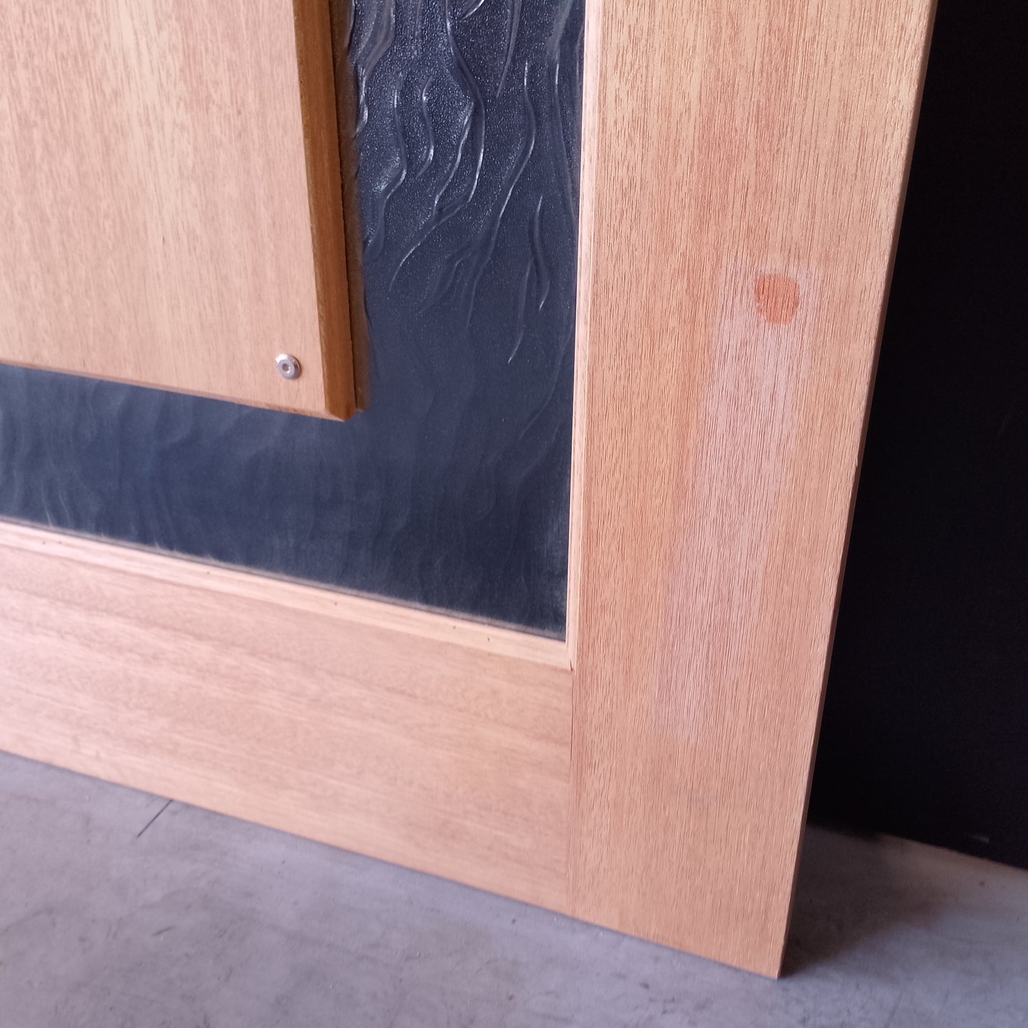 External Timber Door - 2040h x 820w Solid Core w/ 1 X Africana Glass (XIL1) *Factory 2nd* 30727