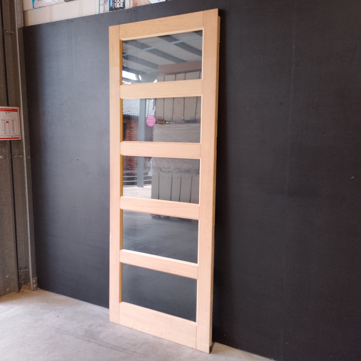 External Timber Door - 2340h x 920w Solid Core w/ 5 X Clear Glass (AWO5G) *Factory 2nd* 30756