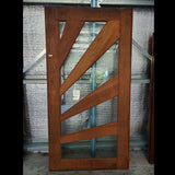 Timber Entry Door - 2340h x 1200w Merbau w/ 5 x Clear Glass (Sunburst) *Factory 2nd* 10071