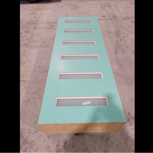 Timber Entry Door - 2340h x 870w Solid Core w/ 6 x Obscure Glass (XN16) *Factory 2nd* 10169