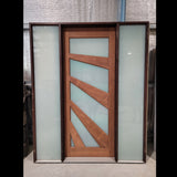 Timber Entry Door - Pre-Hung in a 2400h x 1970w Frame w/ Obscure Sunburst Glass *Factory 2nd* 10178