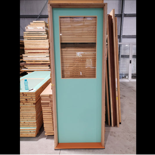 Timber Entry Door - Pre-Hung in a 2395h x 887w Frame w/ 1 x Clear Glass *Factory 2nd* 10188