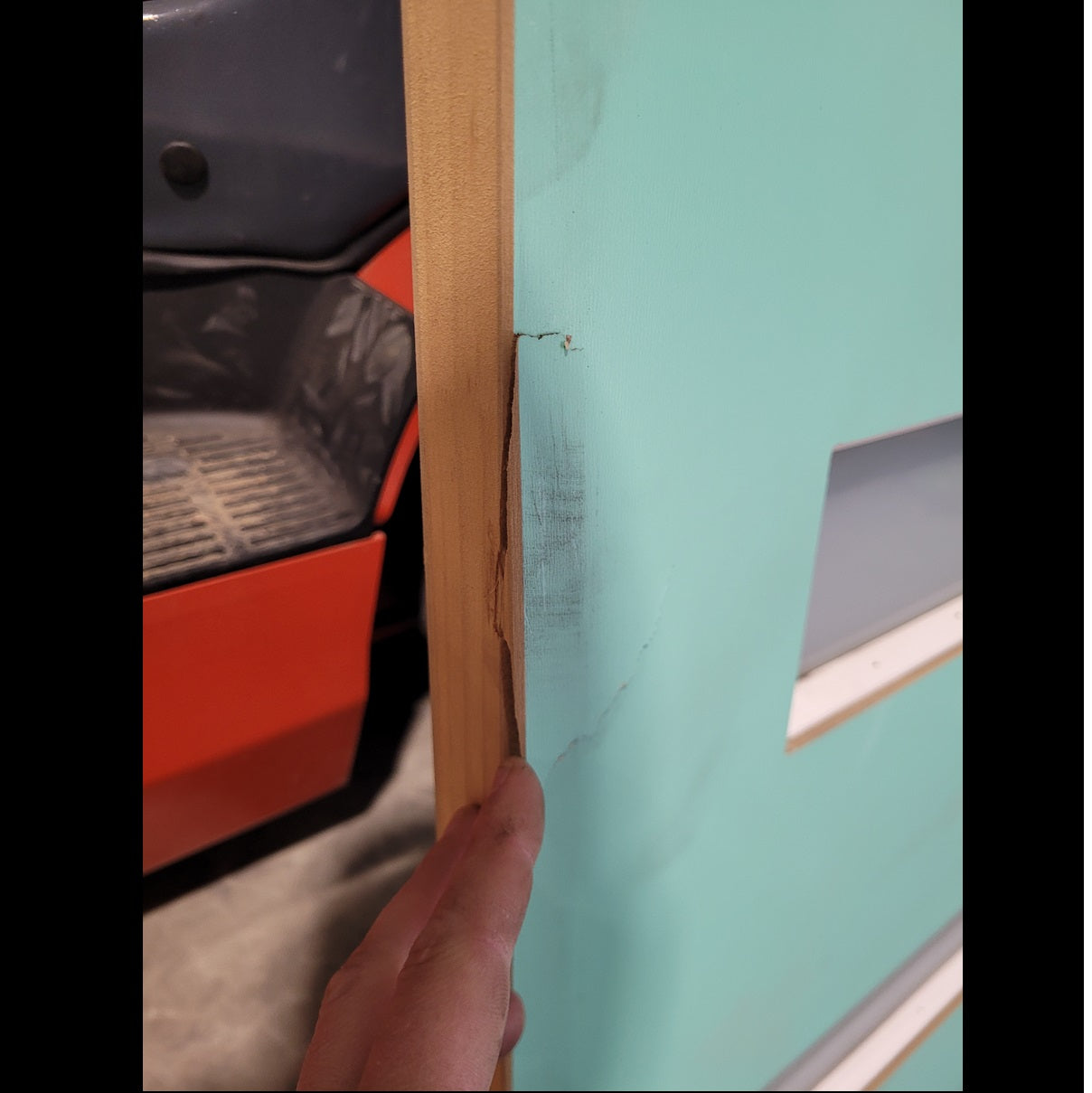 Timber Entry Door - 2040h x 820w Solid Core w/ 6 x Obscure Glass (XN16) *Factory 2nd* 10225