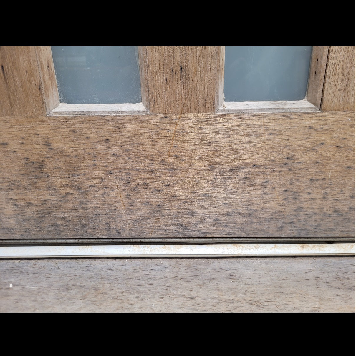 Timber Entry Door - Pre-Hung in a 2430h x 2200w Frame w/ Obscure Glass Sidelites *2nd Hand* 10264