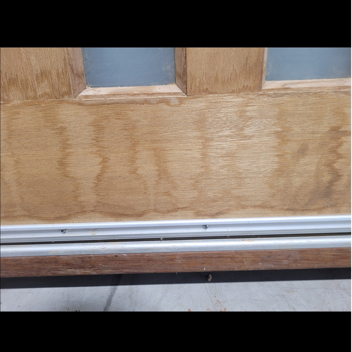 Timber Entry Door - Pre-Hung in a 2430h x 2200w Frame w/ Obscure Glass Sidelites *2nd Hand* 10264