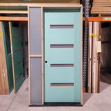 Timber Entry Door - Pre-Hung in a 2400h x 1310w Frame w/ 4 x Obscure Glass *Factory 2nd* 10299