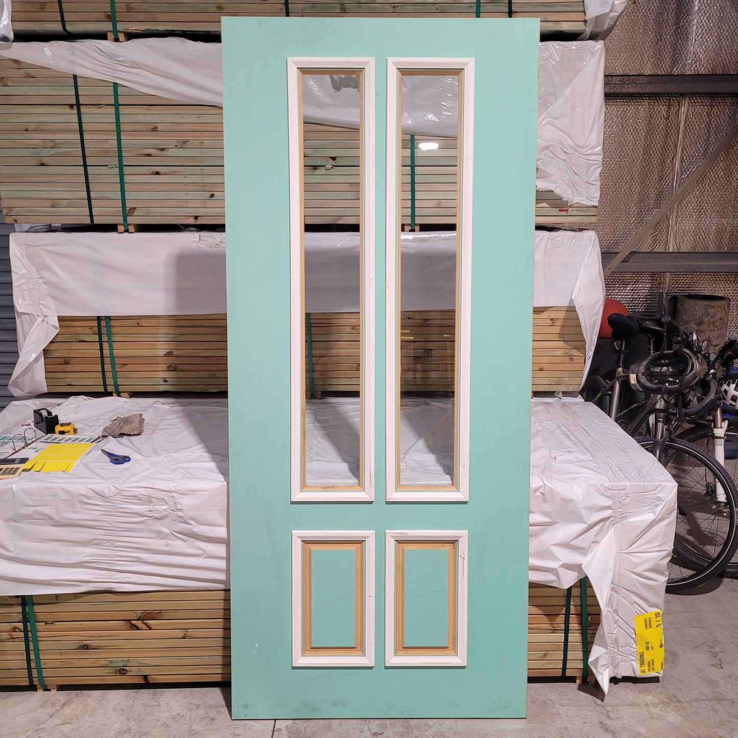 Timber Entry Door - 2340h x 1020w Solid Core w/ 2 x Clear Glass (XVP12) *Factory 2nd* 10379