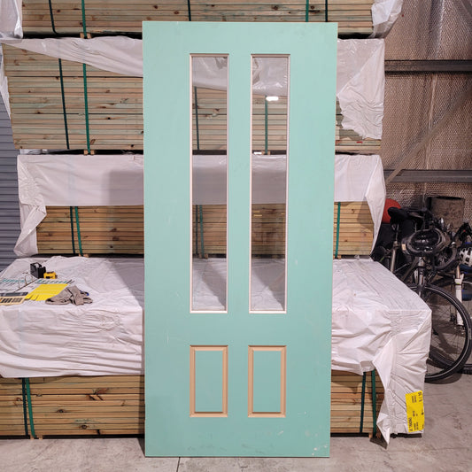Timber Entry Door - 2340h x 1020w Solid Core w/ 2 x Clear Glass (XVP12) *Factory 2nd* 10379