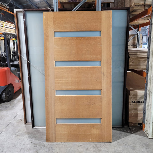 Timber Entry Door - 2340h x 1200w Solid Core w/ 4 x Obscure Glass *Factory 2nd* 10392