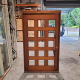 Timber Entry Door - Pre-Hung Pivot Door in 2165h x 1266w Frame w/15 x Clear Glass *2nd Hand* 10407