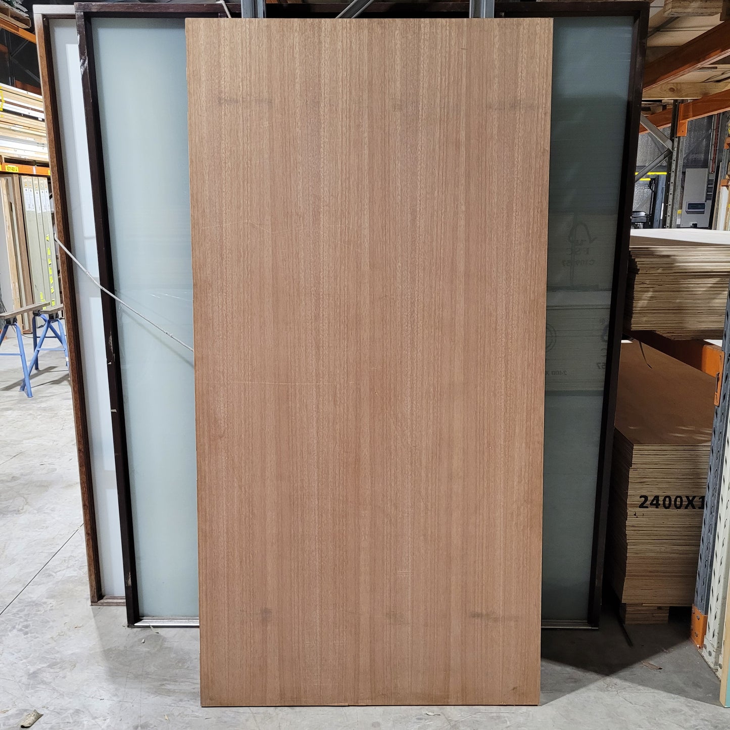 Timber Entry Door - 2340h x 1200w Solid Core w/ Routered Pattern One Side *Factory 2nd* 10410