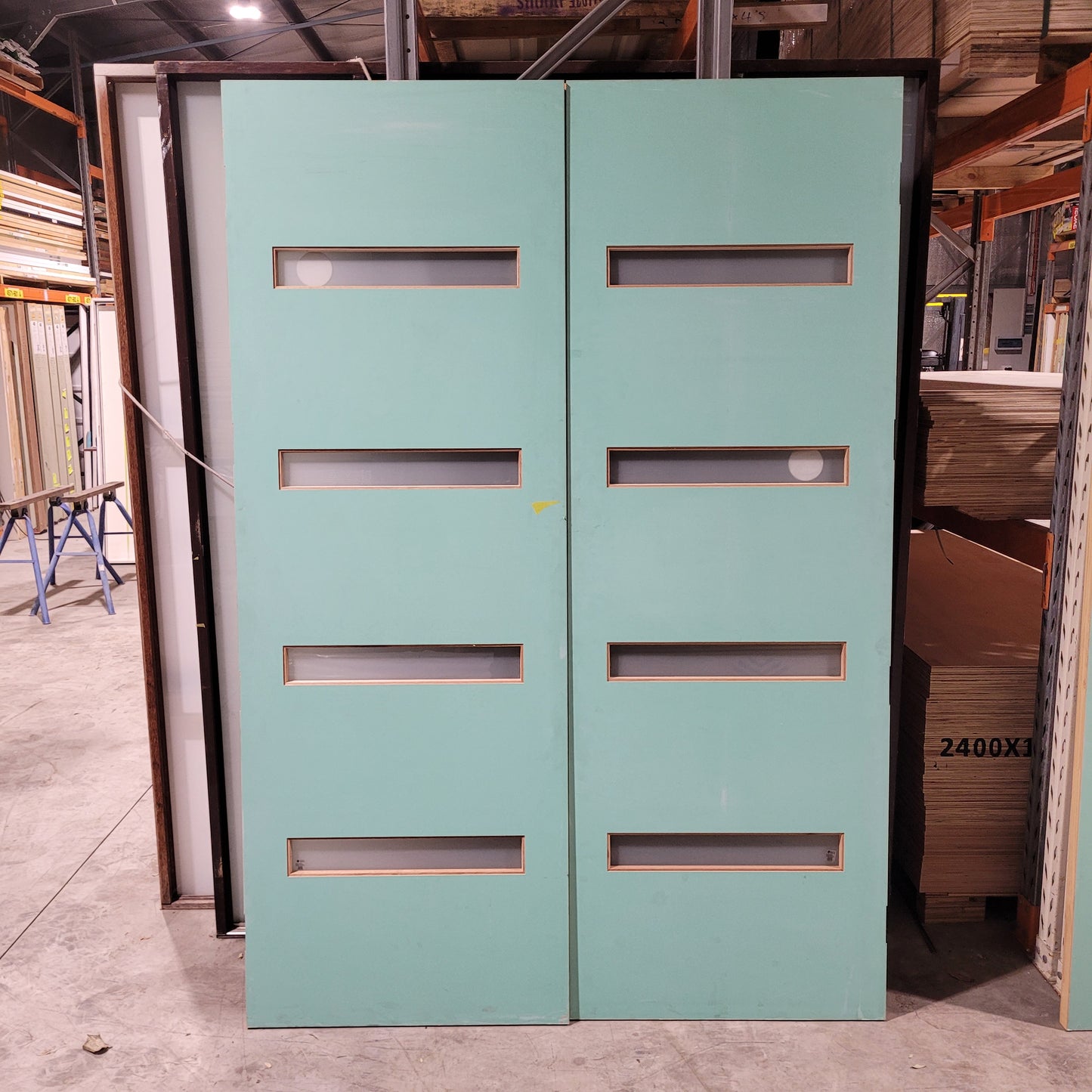 French Door - 2 x 2340h x 820w Solid Core w/ 4 x Obscure Glass In Each (XN5) *Factory 2nd* 10411