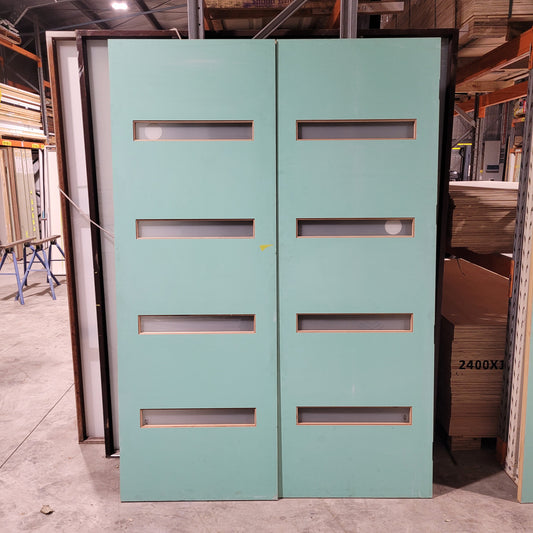 French Door - 2 x 2340h x 820w Solid Core w/ 4 x Obscure Glass In Each (XN5) *Factory 2nd* 10411