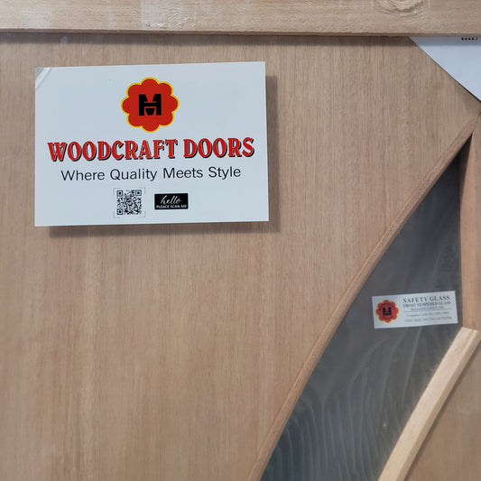 Timber Entry Door - 2040h x 820w Hollow Core w/ 1 x Curved Obscure Glass *Factory 2nd* 10425