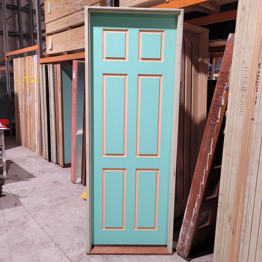 Timber Entry Door - Pre-Hung in a 2410h x 887w Frame, Solid Core w/ Pattern *Factory 2nd* 10426