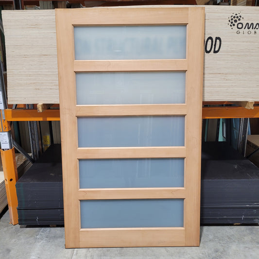 Timber Entry Door - 2040h x 1200w Solid Core w/ 5 x Obscure Glass *Factory 2nd* 10465