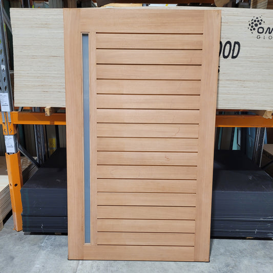 Timber Entry Door - 2040h x 1200w Solid Core w/ 1 x Obscure Glass *Factory 2nd* 10469