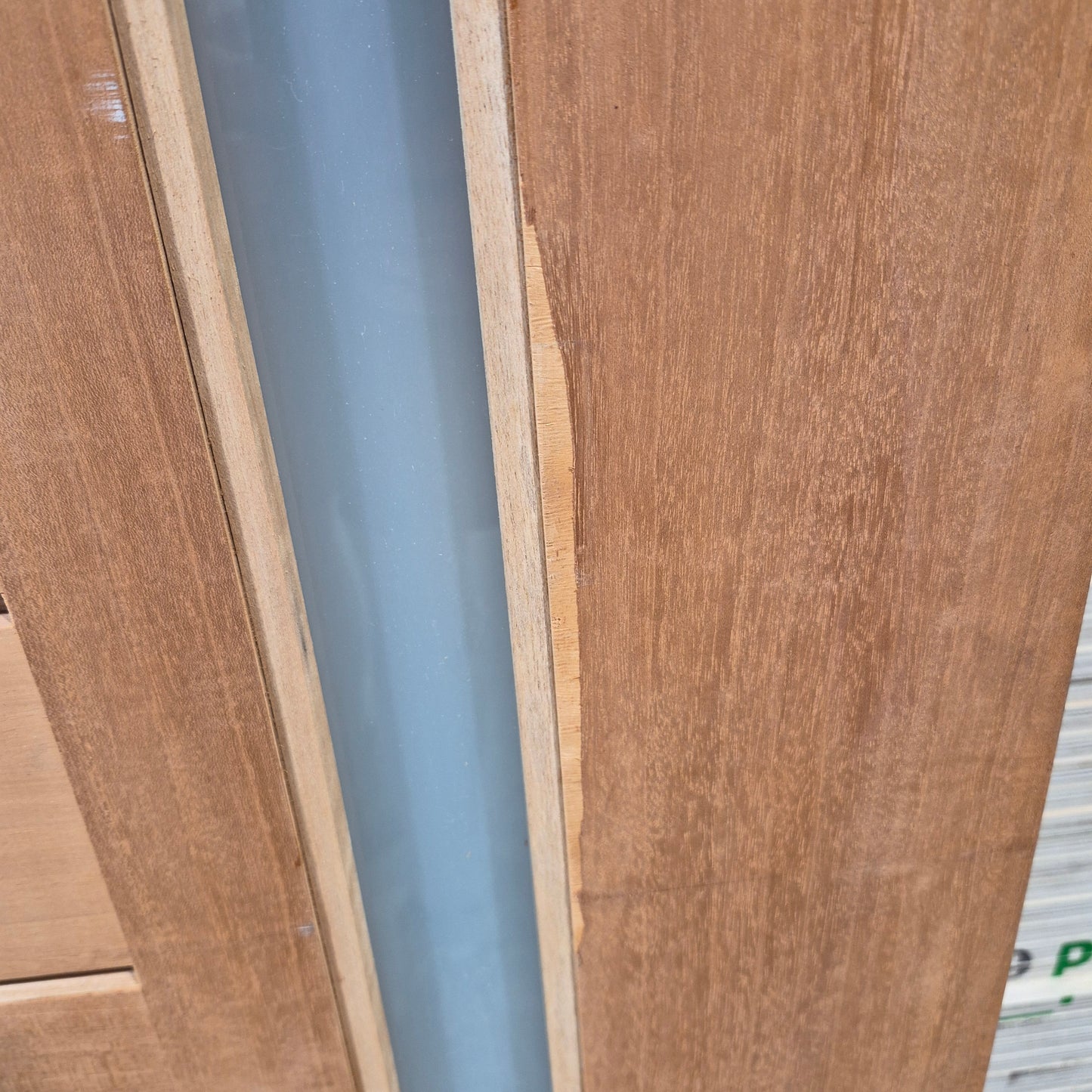 Timber Entry Door - 2040h x 1200w Solid Core w/ 1 x Obscure Glass *Factory 2nd* 10469