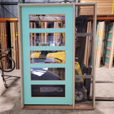 Timber Entry Door - Pre-Hung in a 2430h x 1740w Frame w/ 5 x Tinted Glass *Factory 2nd* 10483