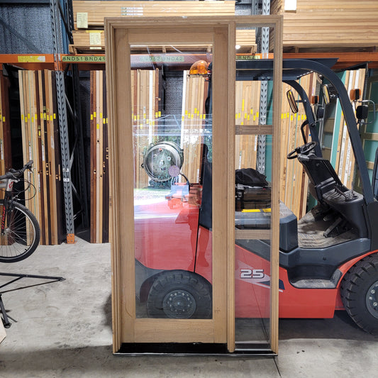 Timber Entry Door - Pre-Hung in a 2400h x 1210w Frame w/ 1 x Clear Glass *Factory 2nd* 10485