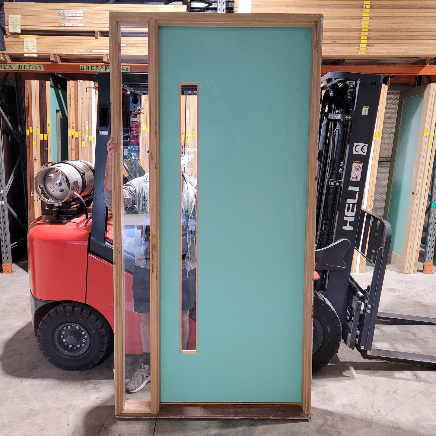 Timber Entry Door - Pre-Hung in a 2415h x 1210w Frame w/ 1 x Clear Glass *Factory 2nd* 10486