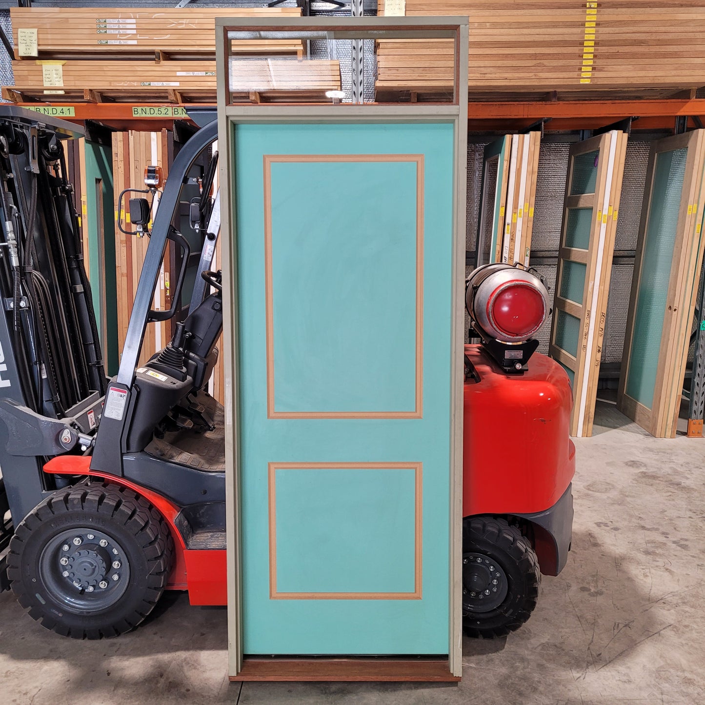 Timber Entry Door - Pre-Hung in a 2430h x 887w Frame, Semi-Solid Core w/ Pattern *2nd* 10487