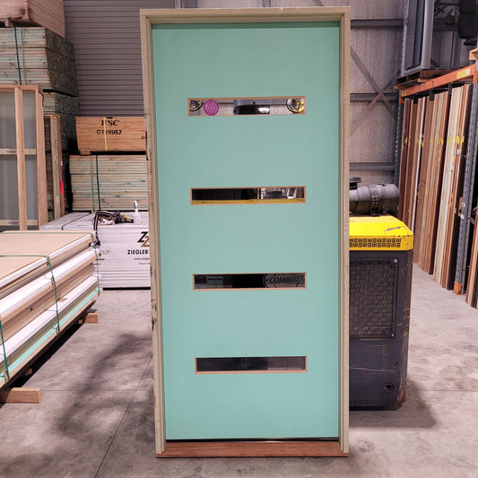 Timber Entry Door - Pre-Hung in a 2430h x 1087w Frame w/ 4 x Clear Glass *Factory 2nd* 10494