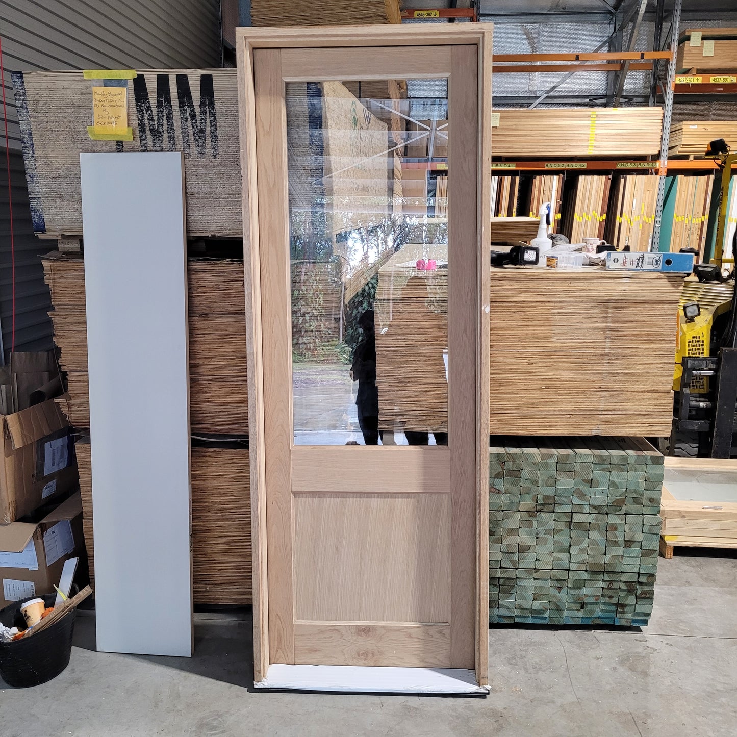 Timber Entry Door - Pre-Hung in a 2400h x 887w Frame w/ 1 x Clear Glass *Factory 2nd* 10504