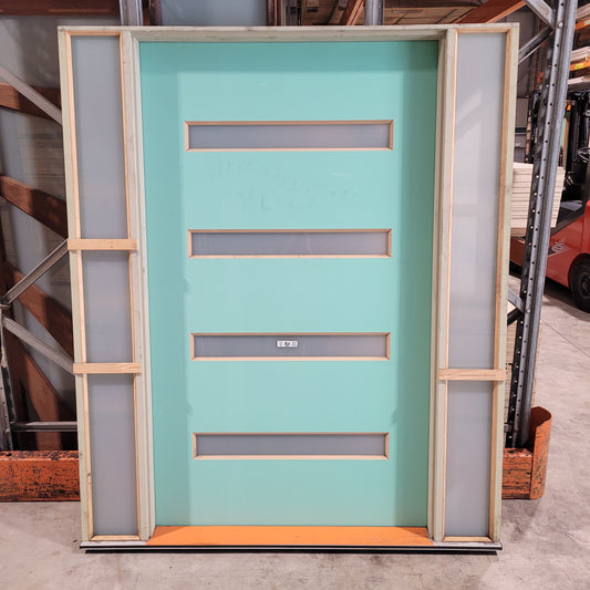 Timber Entry Door - Pre-Hung in a 2095h x 1750w Frame w/ 4 x Obscure Glass *Factory 2nd* 10509