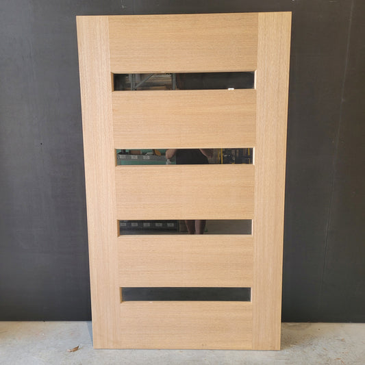 Timber Entry Door - 2040h x 1200w Solid Core w/ 4 x Clear Glass (XS11) *Factory 2nd* 10522