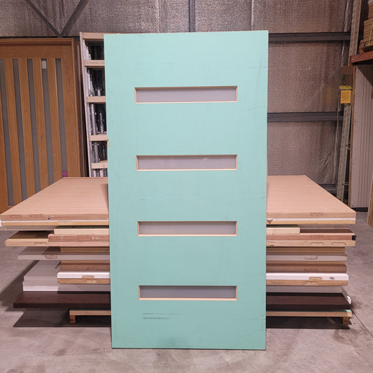 Timber Entry Door - 2040h x 1020w Solid Core w/ 4 x Obscure Glass *Factory 2nd* 10543